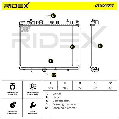Kühler, Motorkühlung RIDEX 470R1357 470R1357 - foto 6