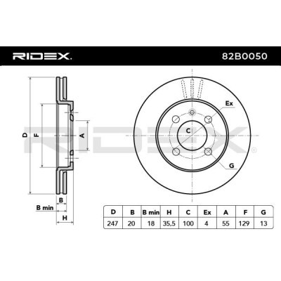 Bremsscheibe RIDEX 82B0050 82B0050 - foto 7