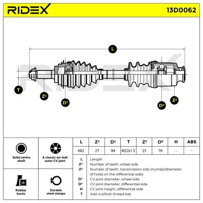 Antriebswelle RIDEX 13D0062 13D0062 - foto 8