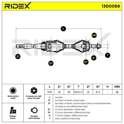 Antriebswelle RIDEX 13D0068 13D0068 - foto 8