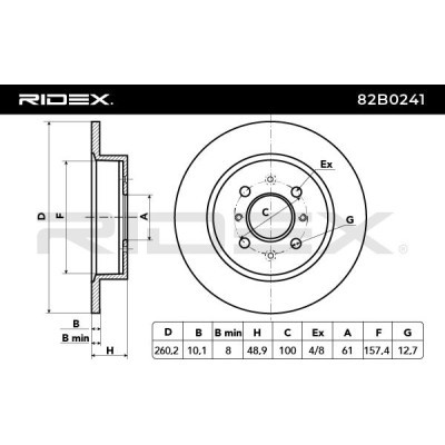 Bremsscheibe RIDEX 82B0241 82B0241 - foto 3