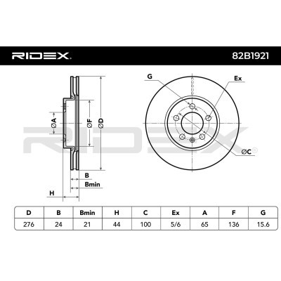 Bremsscheibe RIDEX 82B1921 82B1921 - foto 6