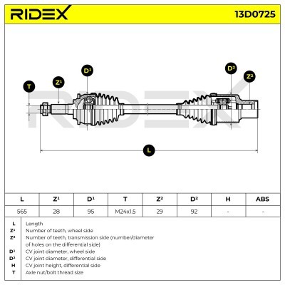 Antriebswelle RIDEX 13D0725 13D0725 - foto 7