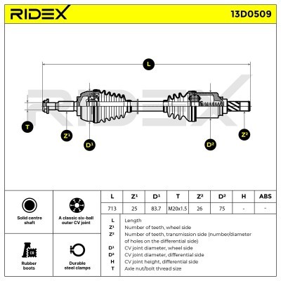 Antriebswelle RIDEX 13D0509 13D0509 - foto 7