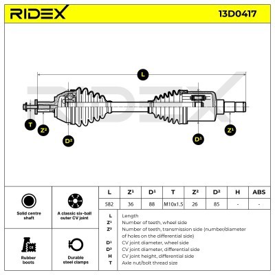 Antriebswelle RIDEX 13D0417 13D0417 - foto 7