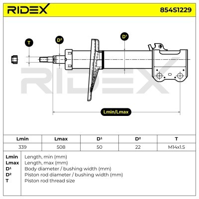 Stoßdämpfer RIDEX 854S1229 854S1229 - foto 8