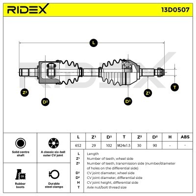 Antriebswelle RIDEX 13D0507 13D0507 - foto 7