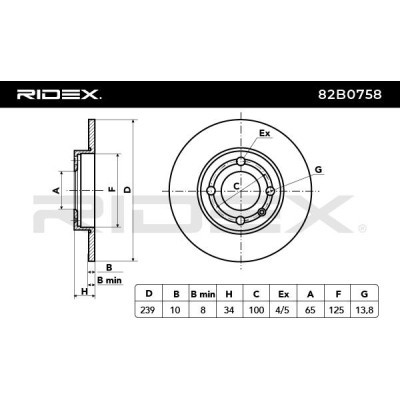 Bremsscheibe RIDEX 82B0758 82B0758 - foto 3