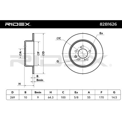 Bremsscheibe RIDEX 82B1626 82B1626 - foto 7