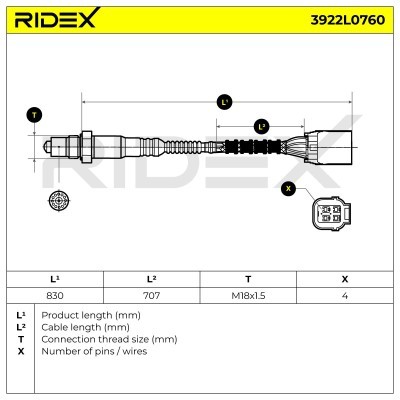 Lambdasonde RIDEX 3922L0760 3922L0760 - foto 3