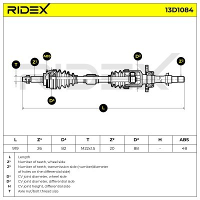 Antriebswelle RIDEX 13D1084 13D1084 - foto 7
