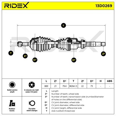 Antriebswelle RIDEX 13D0269 13D0269 - foto 7