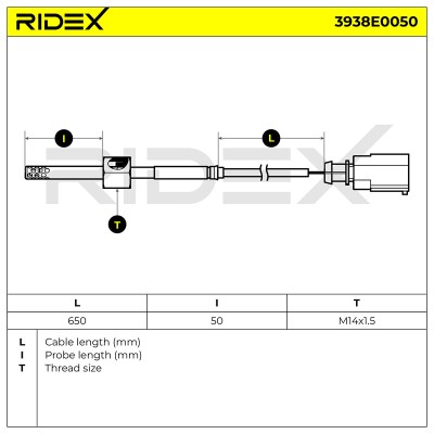 Abgastemperatursensor RIDEX 3938E0050 3938E0050 - foto 7