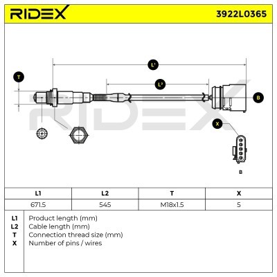 Lambdasonde RIDEX 3922L0365 3922L0365 - foto 6