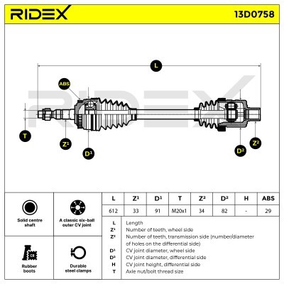 Antriebswelle RIDEX 13D0758 13D0758 - foto 7