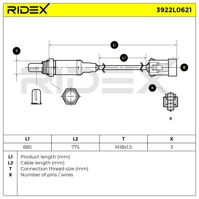 Lambdasonde RIDEX 3922L0621 3922L0621 - foto 6