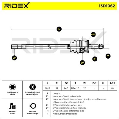 Antriebswelle RIDEX 13D1062 13D1062 - foto 7