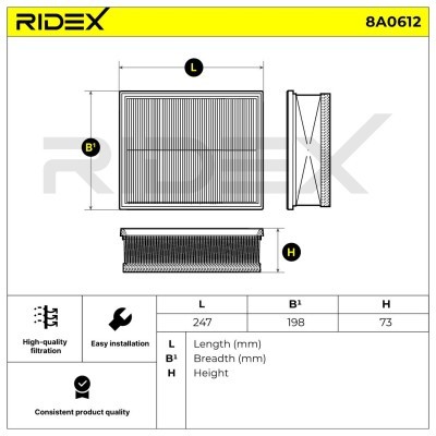 Luftfilter RIDEX 8A0612 8A0612 - foto 4