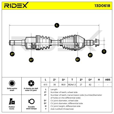 Antriebswelle RIDEX 13D0618 13D0618 - foto 8