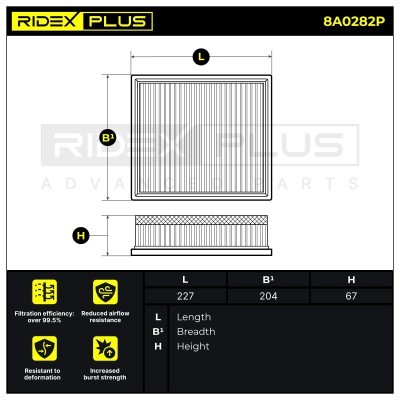 Luftfilter RIDEX 8A0282P 8A0282P - foto 7