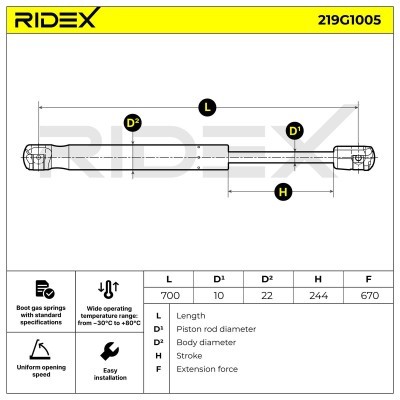 Gasfeder, Koffer-/Laderaum RIDEX 219G1005 219G1005 - foto 7