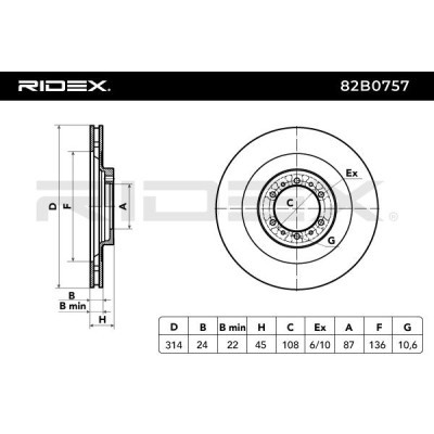 Bremsscheibe RIDEX 82B0757 82B0757 - foto 3