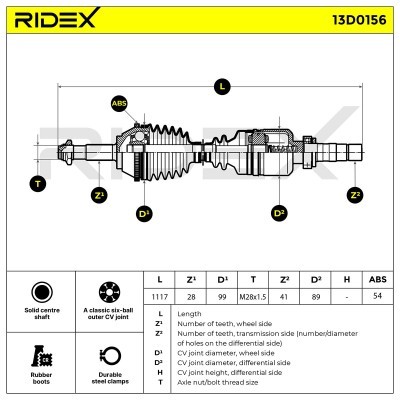 Antriebswelle RIDEX 13D0156 13D0156 - foto 8
