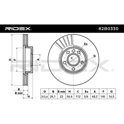 Bremsscheibe RIDEX 82B0330 82B0330 - foto 6