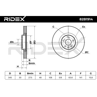 Bremsscheibe RIDEX 82B1914 82B1914 - foto 12