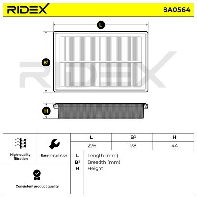 Luftfilter RIDEX 8A0564 8A0564 - foto 5