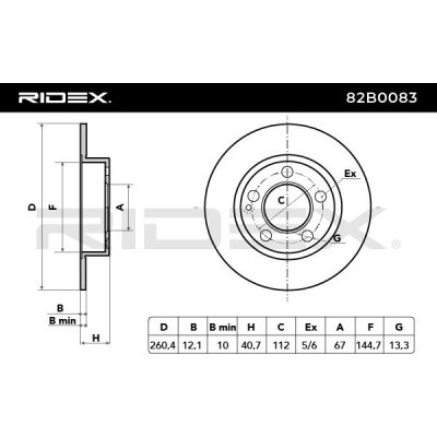 Bremsscheibe RIDEX 82B0083 82B0083 - foto 5