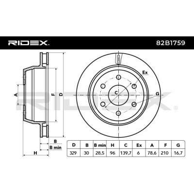 Bremsscheibe RIDEX 82B1759 82B1759 - foto 5