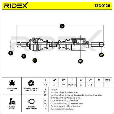 Antriebswelle RIDEX 13D0126 13D0126 - foto 7