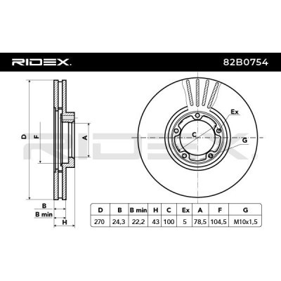 Bremsscheibe RIDEX 82B0754 82B0754 - foto 3