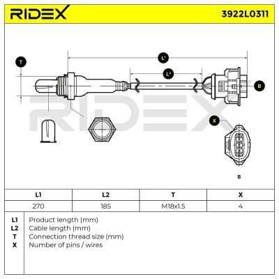 Lambdasonde RIDEX 3922L0311 3922L0311 - foto 6