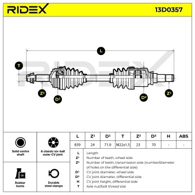 Antriebswelle RIDEX 13D0357 13D0357 - foto 7