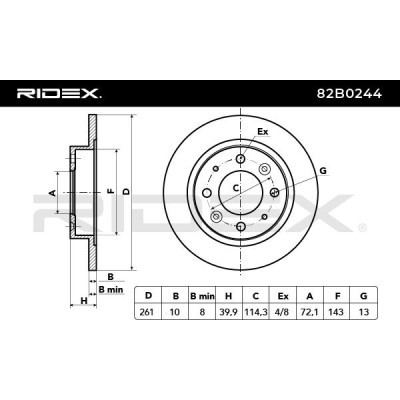 Bremsscheibe RIDEX 82B0244 82B0244 - foto 4
