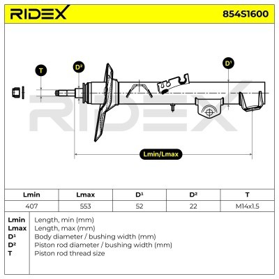 Stoßdämpfer RIDEX 854S1600 854S1600 - foto 9