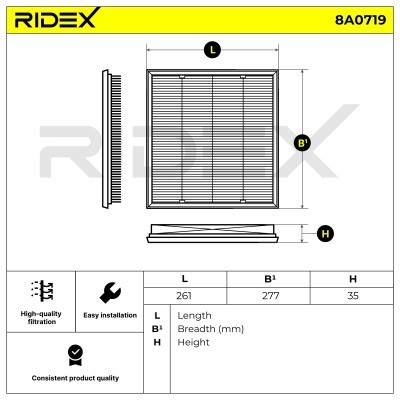Luftfilter RIDEX 8A0719 8A0719 - foto 6