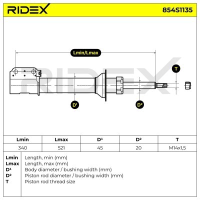 Stoßdämpfer RIDEX 854S1135 854S1135 - foto 8