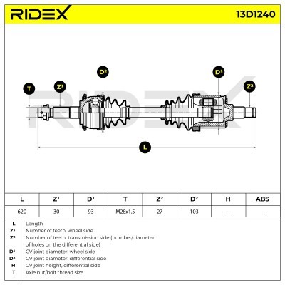 Antriebswelle RIDEX 13D1240 13D1240 - foto 7