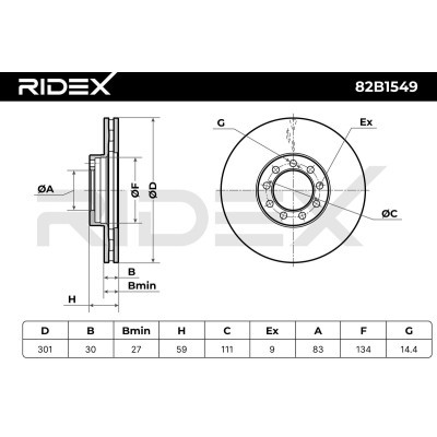 Bremsscheibe RIDEX 82B1549 82B1549 - foto 6