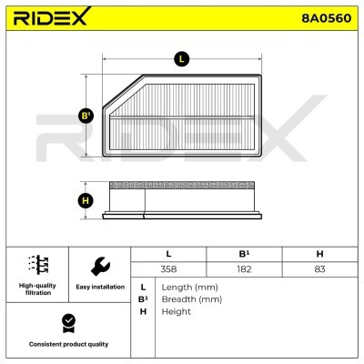 Luftfilter RIDEX 8A0560 8A0560 - foto 6