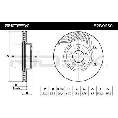 Bremsscheibe RIDEX 82B0550 82B0550 - foto 3