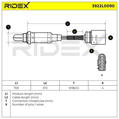 Lambdasonde RIDEX 3922L0090 3922L0090 - foto 4