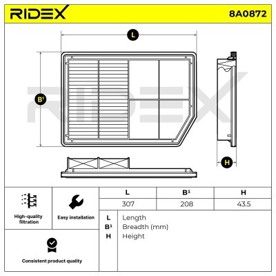 Luftfilter RIDEX 8A0872 8A0872 - foto 6