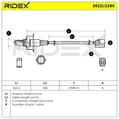 Lambdasonde RIDEX 3922L0286 3922L0286 - foto 7