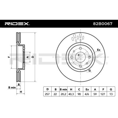 Bremsscheibe RIDEX 82B0067 82B0067 - foto 3