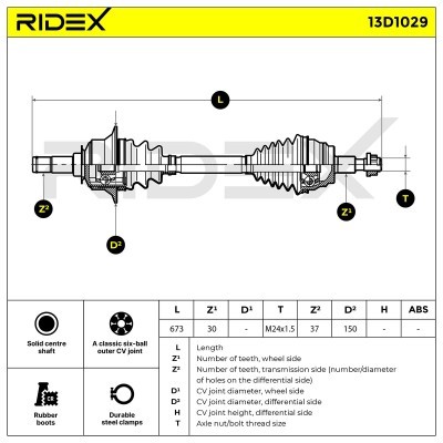 Antriebswelle RIDEX 13D1029 13D1029 - foto 12