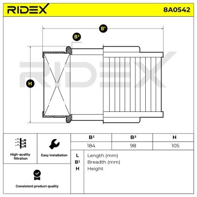Luftfilter RIDEX 8A0542 8A0542 - foto 6